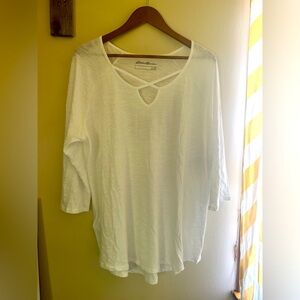 Eddie Bauer NWT cross top white summer tee